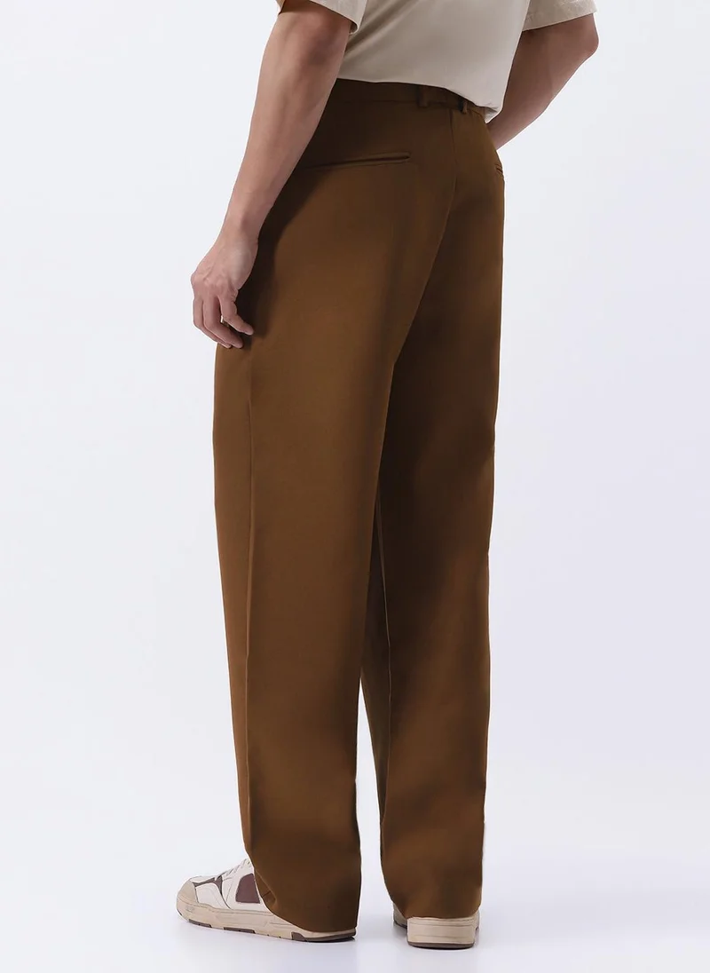 Urbano Fashion  Urbano Fashion Men's Mocha Loose Baggy Fit Solid Korean Pants Stretchable for Men | Best Price UAE